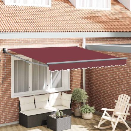 vidaXL burgundi vörös kézzel kihúzható napellenző 300 x 250 cm