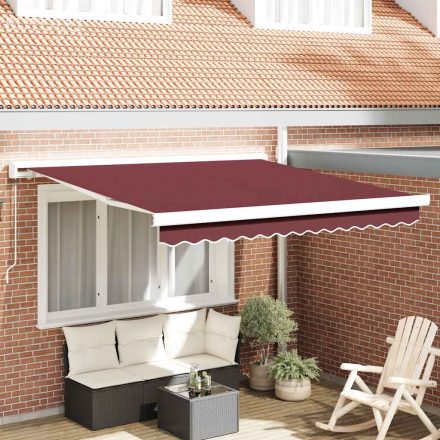 vidaXL burgundi vörös kézzel kihúzható napellenző 300 x 250 cm