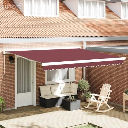vidaXL burgundi vörös kézzel kihúzható napellenző 400 x 300 cm