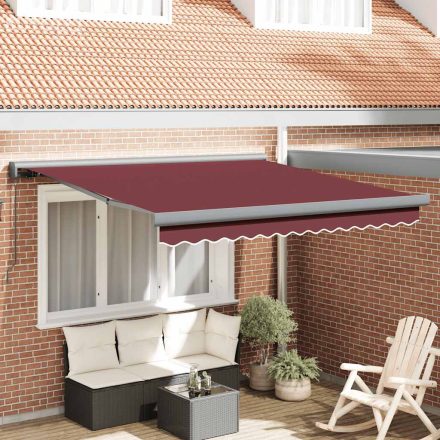vidaXL burgundi vörös kézzel kihúzható napellenző 300 x 250 cm