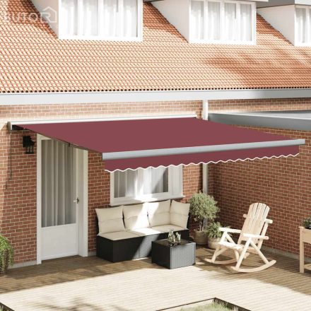 vidaXL burgundi vörös kézzel kihúzható napellenző 400 x 300 cm