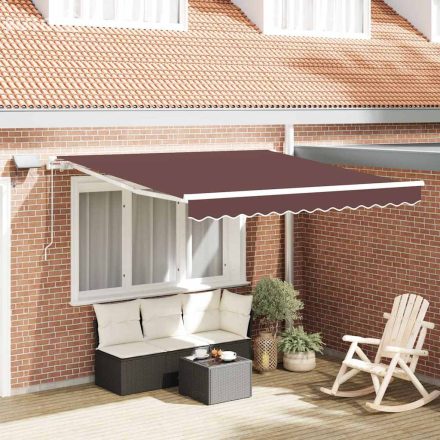 vidaXL barna kézzel kihúzható LED-es napellenző 300 x 250 cm