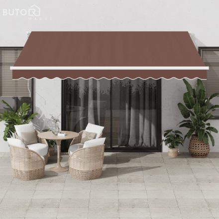 vidaXL barna automata kihúzható LED-es napellenző 400x350 cm