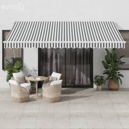 vidaXL antracitszürke-fehér kézzel kihúzható napellenző 450 x 350 cm