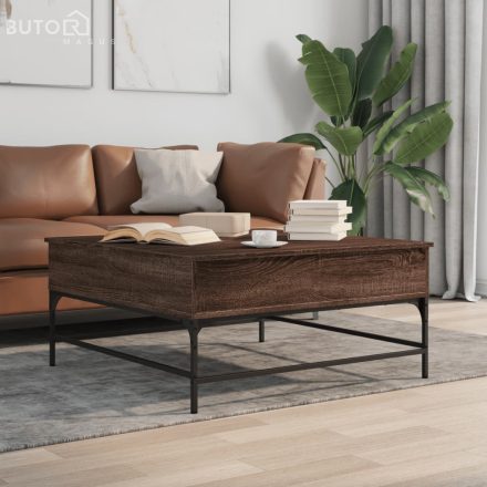 vidaXL barna tölgyszínű szerelt fa és fém dohányzóasztal 95x95x45 cm