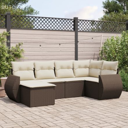 vidaXL 6 részes barna polyrattan kerti ülőgarnitúra párnával