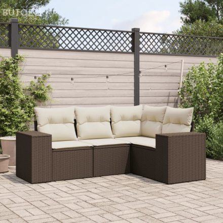 vidaXL 4 részes barna polyrattan kerti ülőgarnitúra párnákkal