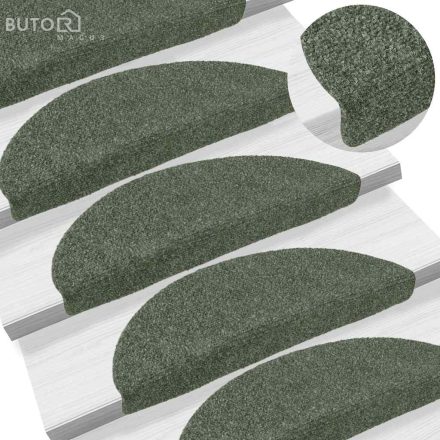 vidaXL 15 db öntapadós lépcsőszőnyeg 56 x 17 x 3 cm zöld félkör alakú