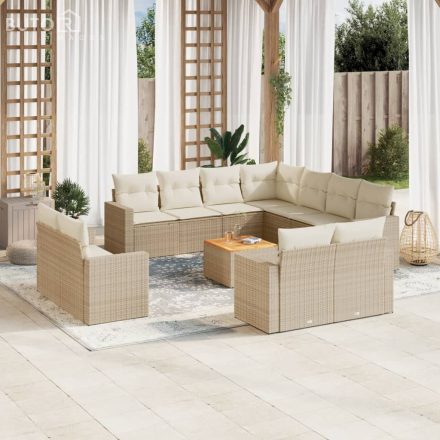 vidaXL 12 részes bézs polyrattan kerti ülőgarnitúra párnákkal