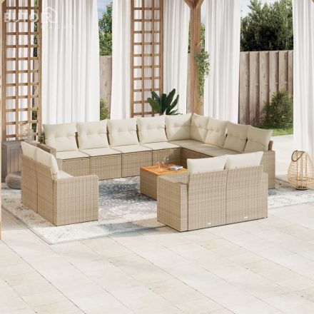 vidaXL 13 részes bézs polyrattan kerti ülőgarnitúra párnákkal