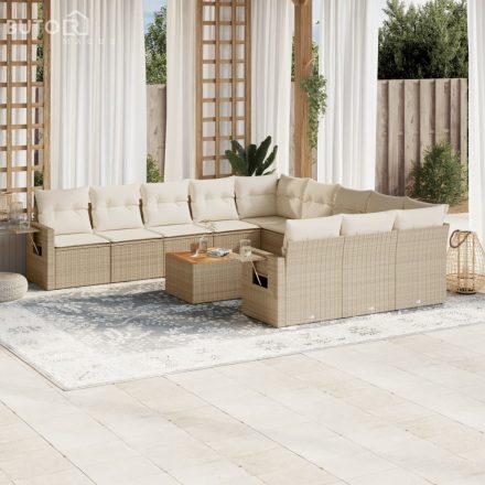 vidaXL 12 részes bézs polyrattan kerti ülőgarnitúra párnákkal