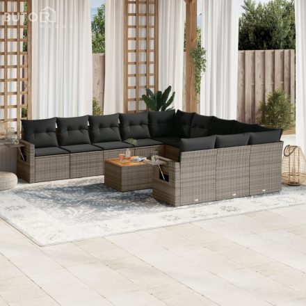 vidaXL 12 részes szürke polyrattan kerti ülőgarnitúra párnákkal