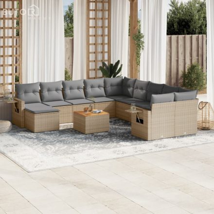 vidaXL 12 részes bézs polyrattan kerti ülőgarnitúra párnákkal