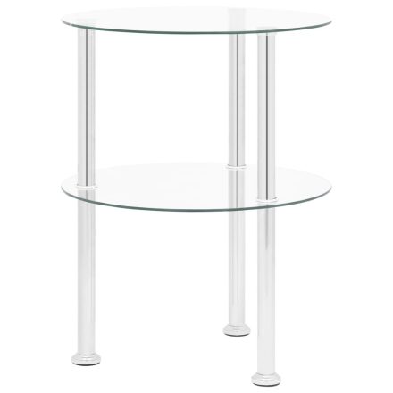 vidaXL 2 szintes átlátszó edzett üveg kisasztal 38 cm