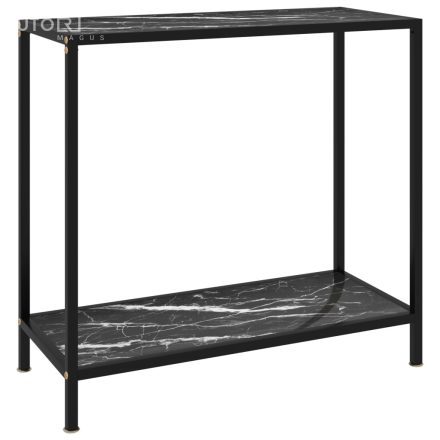 vidaXL fekete edzett üveg tálalóasztal 80 x 35 x 75 cm