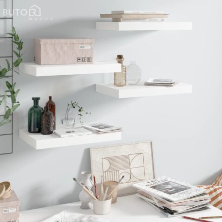 vidaXL 4 db magasfényű fehér MDF lebegő fali polc 40 x 23 x 3,8 cm