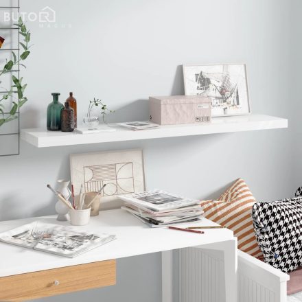 vidaXL magasfényű fehér MDF lebegő fali polc 120 x 23,5 x 3,8 cm