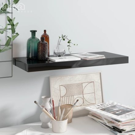 vidaXL magasfényű fekete MDF lebegő fali polc 60 x 23,5 x 3,8 cm
