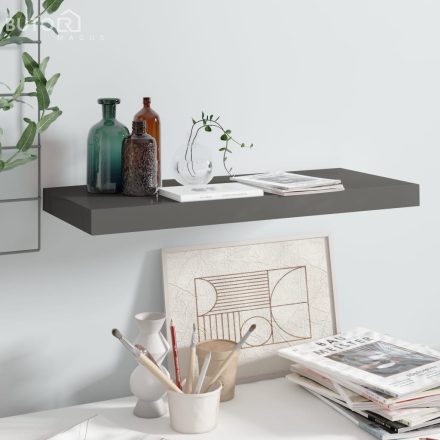 vidaXL magasfényű szürke MDF lebegő fali polc 60 x 23,5 x 3,8 cm