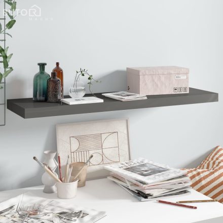 vidaXL magasfényű szürke MDF fali polc 90 x 23,5 x 3,8 cm