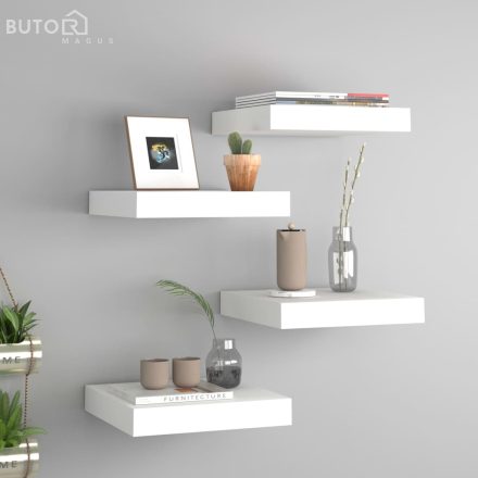 vidaXL 4 db fehér MDF lebegő fali polc 23 x 23,5 x 3,8 cm