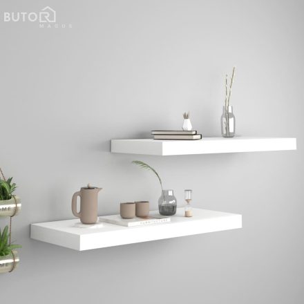 vidaXL 2 db fehér MDF fali polc 60 x 23,5 x 3,8 cm