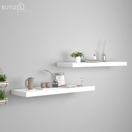 vidaXL 2 db fehér MDF lebegő fali polc 80 x 23,5 x 3,8 cm