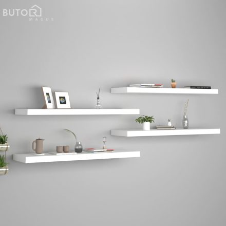 vidaXL 4 db fehér MDF lebegő fali polc 90 x 23,5 x 3,8 cm