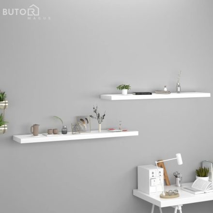 vidaXL 2 db fehér MDF lebegő fali polc 120 x 23,5 x 3,8 cm