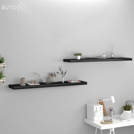 vidaXL 2 db fekete MDF lebegő fali polc 120 x 23,5 x 3,8 cm
