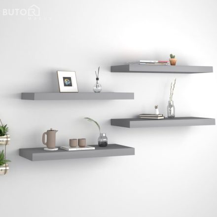 vidaXL 4 db szürke MDF lebegő fali polc 60 x 23,5 x 3,8 cm