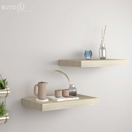 vidaXL 2 db tölgyszínű MDF lebegő fali polc 40 x 23 x 3,8 cm