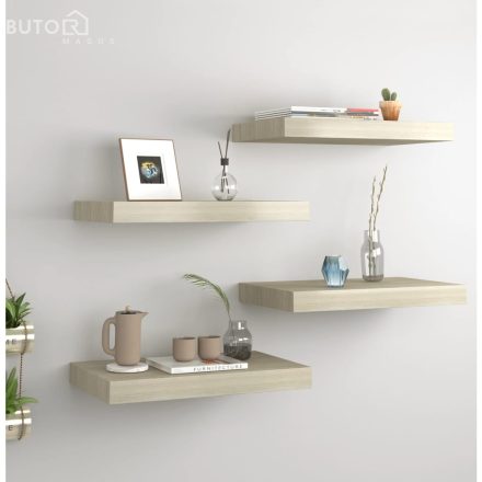 vidaXL 4 db tölgyszínű MDF lebegő fali polc 40 x 23 x 3,8 cm