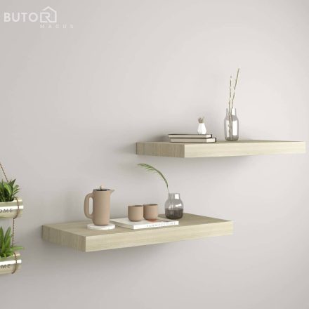 vidaXL 2 db tölgyszínű MDF lebegő fali polc 50 x 23 x 3,8 cm