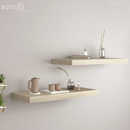 vidaXL 2 db tölgyszínű MDF lebegő fali polc 60 x 23,5 x 3,8 cm