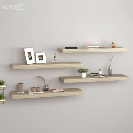 vidaXL 4 db tölgyszínű MDF fali polc 80 x 23,5 x 3,8 cm