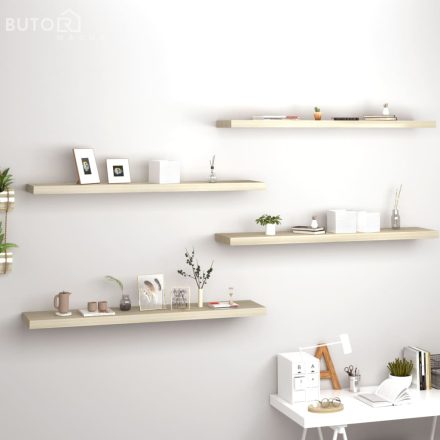 vidaXL 4 db tölgyszínű MDF lebegő fali polc 120 x 23,5 x 3,8 cm