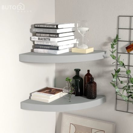 323923 vidaXL Floating Corner Shelves 2 pcs Grey 35x35x3,8 cm MDF