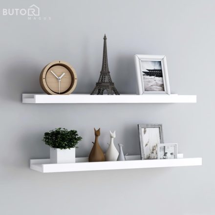 vidaXL 2 db fehér MDF szegélypolc képkeretekhez 80 x 9 x 3 cm
