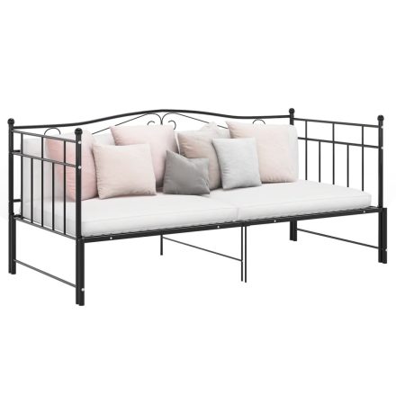 vidaXL fekete fém kihúzható kanapéágykeret 90 x 200 cm
