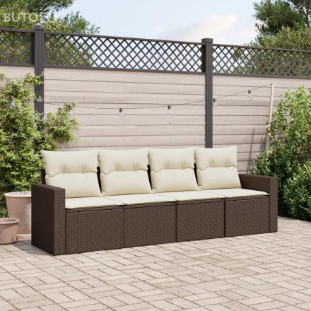 vidaXL 4 részes barna polyrattan kerti ülőgarnitúra párnákkal