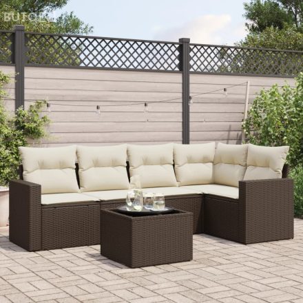 vidaXL 6 részes barna polyrattan kerti ülőgarnitúra párnával