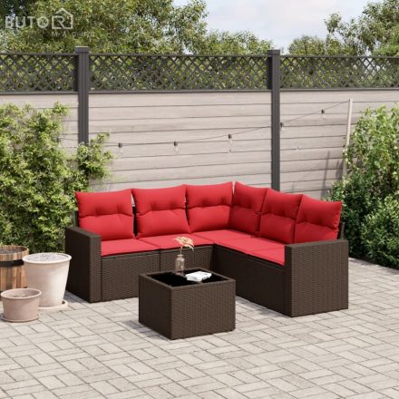 vidaXL 6 részes barna polyrattan kerti ülőgarnitúra párnával