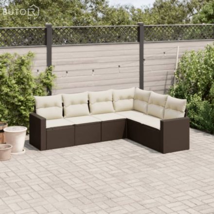 vidaXL 6 részes barna polyrattan kerti ülőgarnitúra párnával