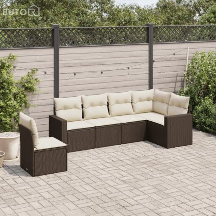 vidaXL 6 részes barna polyrattan kerti ülőgarnitúra párnával
