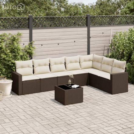 vidaXL 8 részes barna polyrattan kerti ülőgarnitúra párnákkal
