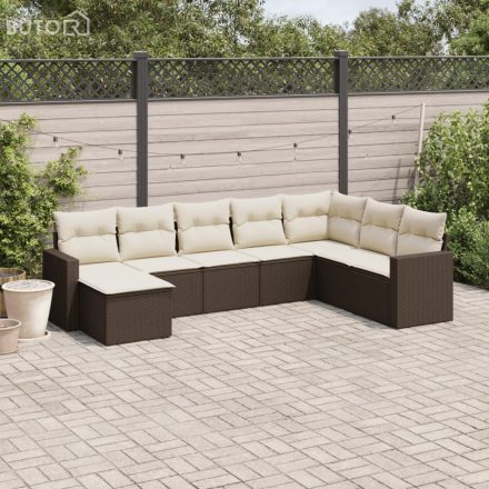 vidaXL 8 részes barna polyrattan kerti ülőgarnitúra párnákkal