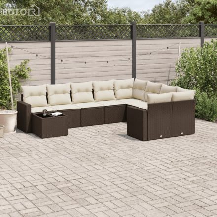 vidaXL 10 részes barna polyrattan kerti ülőgarnitúra párnákkal