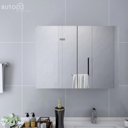 vidaXL fehér MDF tükrös fürdőszobaszekrény 80 x 15 x 60 cm