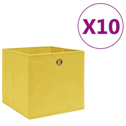 vidaXL 10 db sárga nem szőtt szövet tárolódoboz 28 x 28 x 28 cm